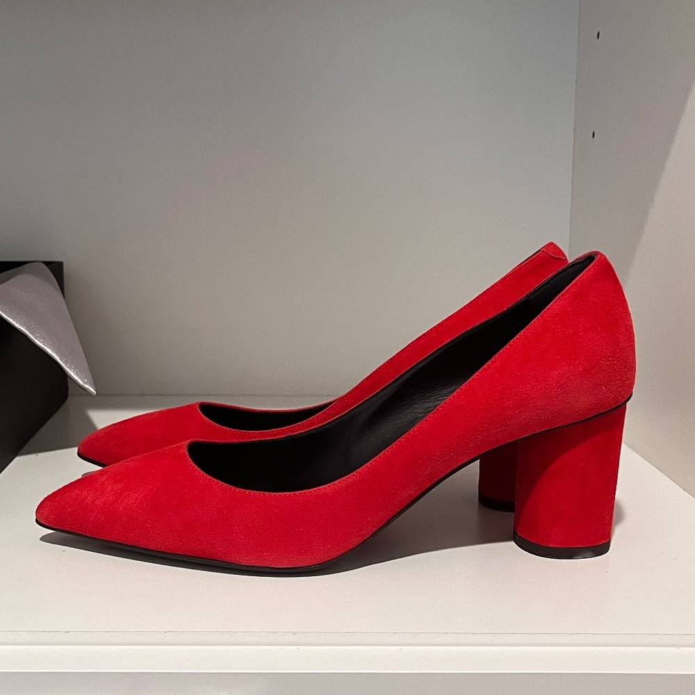 Giuseppe Zanotti Red Suede Pumps Block Heels